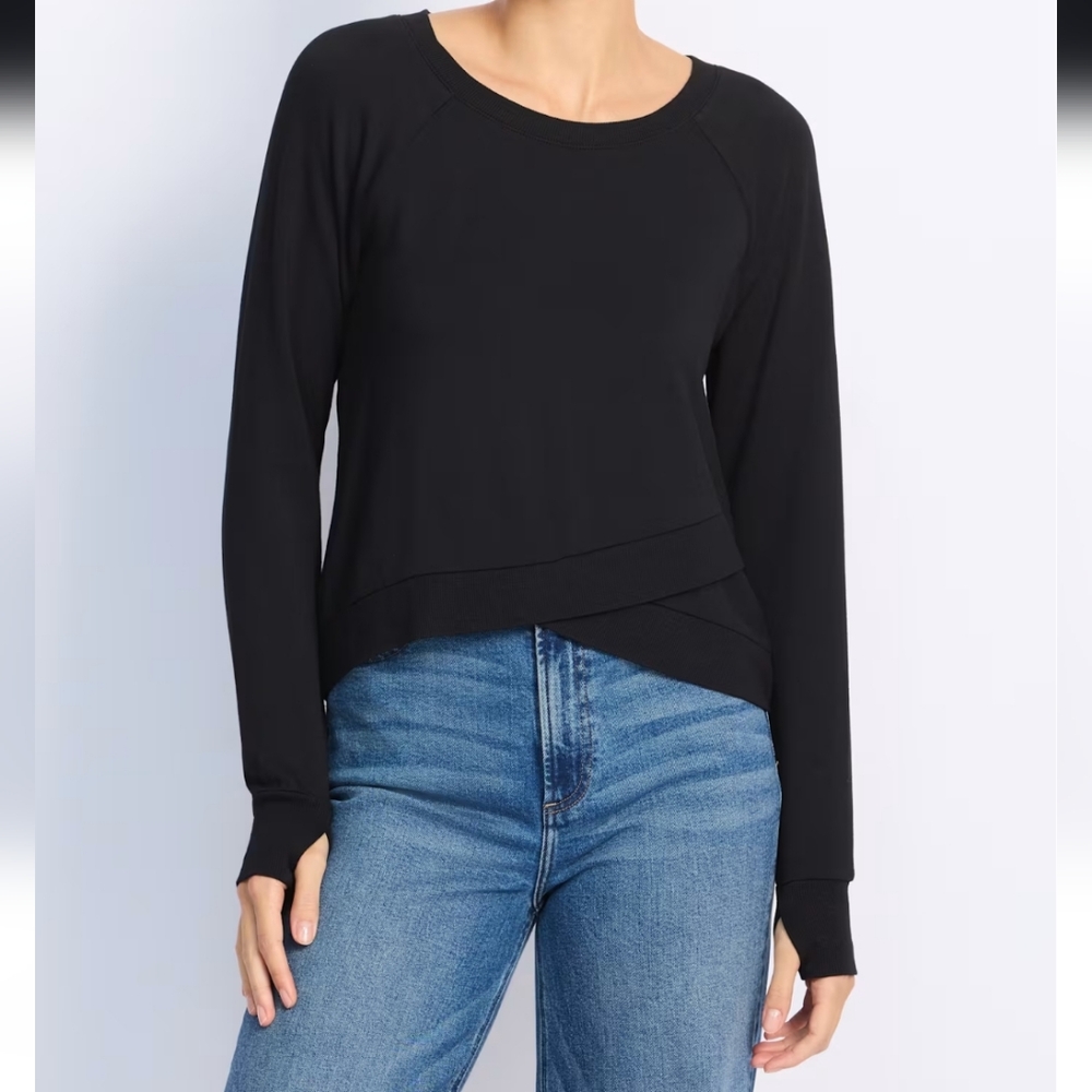 Threads 4 Thought Black Halle Fleece Crossover Hem Sweatshirt